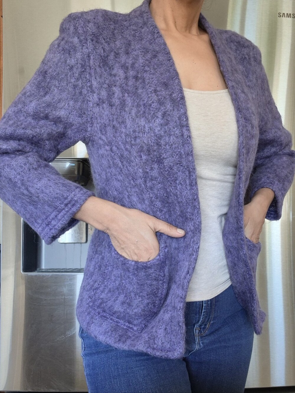 Freedom Wear, Vtg. New Ross Co. Mohair & Wool blend, Thick Open Jacket